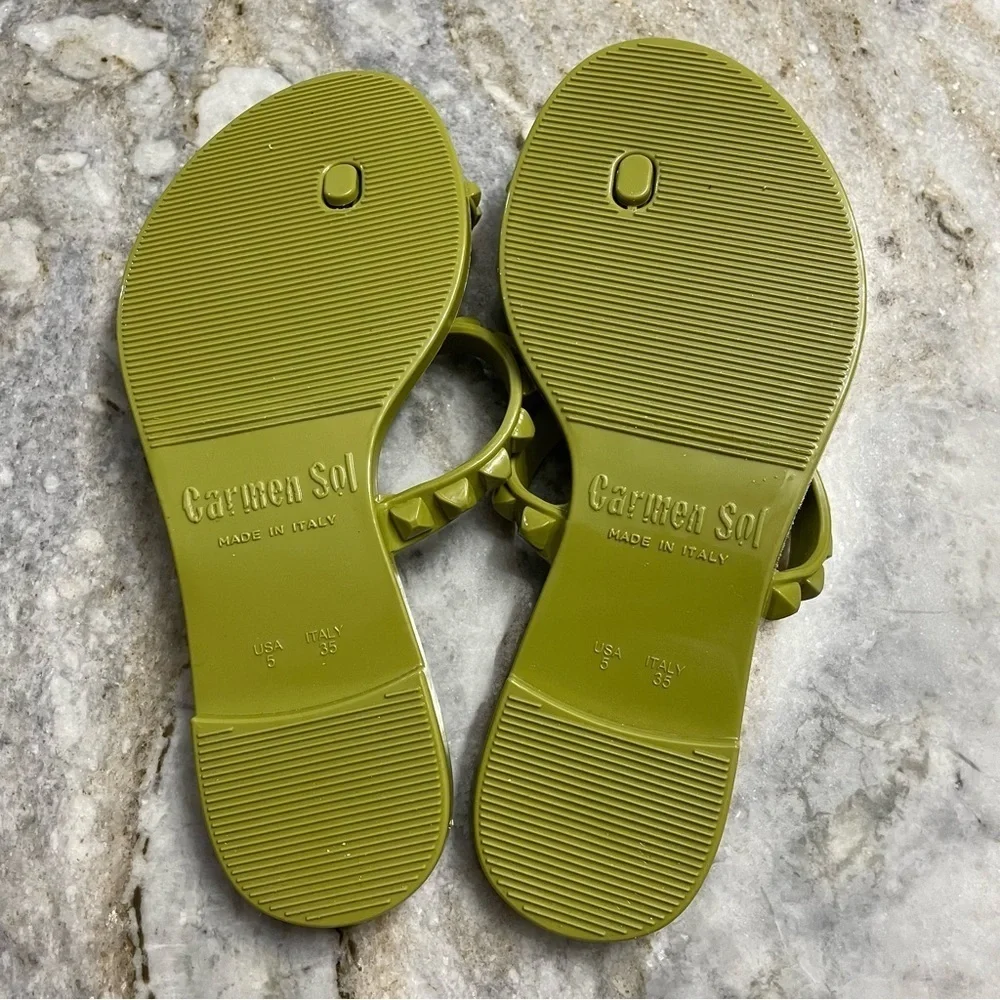CARMEN SOL maria jelly flat sandal in olive green EU 35